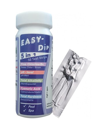  Test Strips 5 in 1 for pH, Free Chlorine, Total Alkalinity, Total Hardness and Cyanuric Acid | EU 