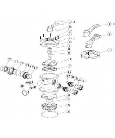 Spider gasket for 6-way valve  | Emaux