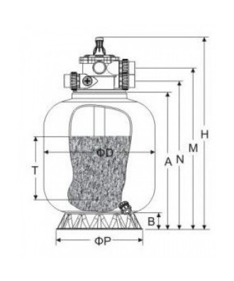 Sand Filter with Top 6-way Valve WL-ADG 25m3/h | Pool Point
