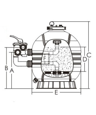 Sand Filter with a six-way side valve, model "MFS", Emaux 