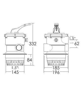 Six-way Top Multiport Valve 1½" MPV01 | Emaux