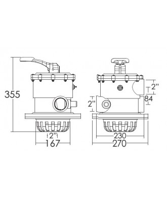 Six-way top multiport valve, 2", model "MPV02", Emaux