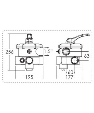 Side six-way valve for sand filter of pool, model "MPV03", Emaux 