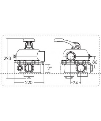Side Six-way Valve for Pool Sand Filter MPV04 2'' | Emaux