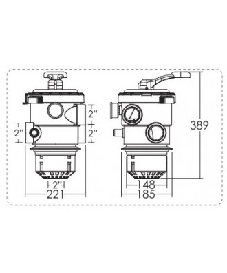 Six-way top multiport valve, 2", model "MPV08", Emaux