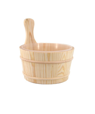 Wooden Sauna Bucket with Plastic Insert and Ladle | Spa Point