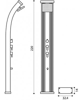Solar shower for outdoor installation, 40L, Anthracite Inox, model 'DaDa Curve', Formidra