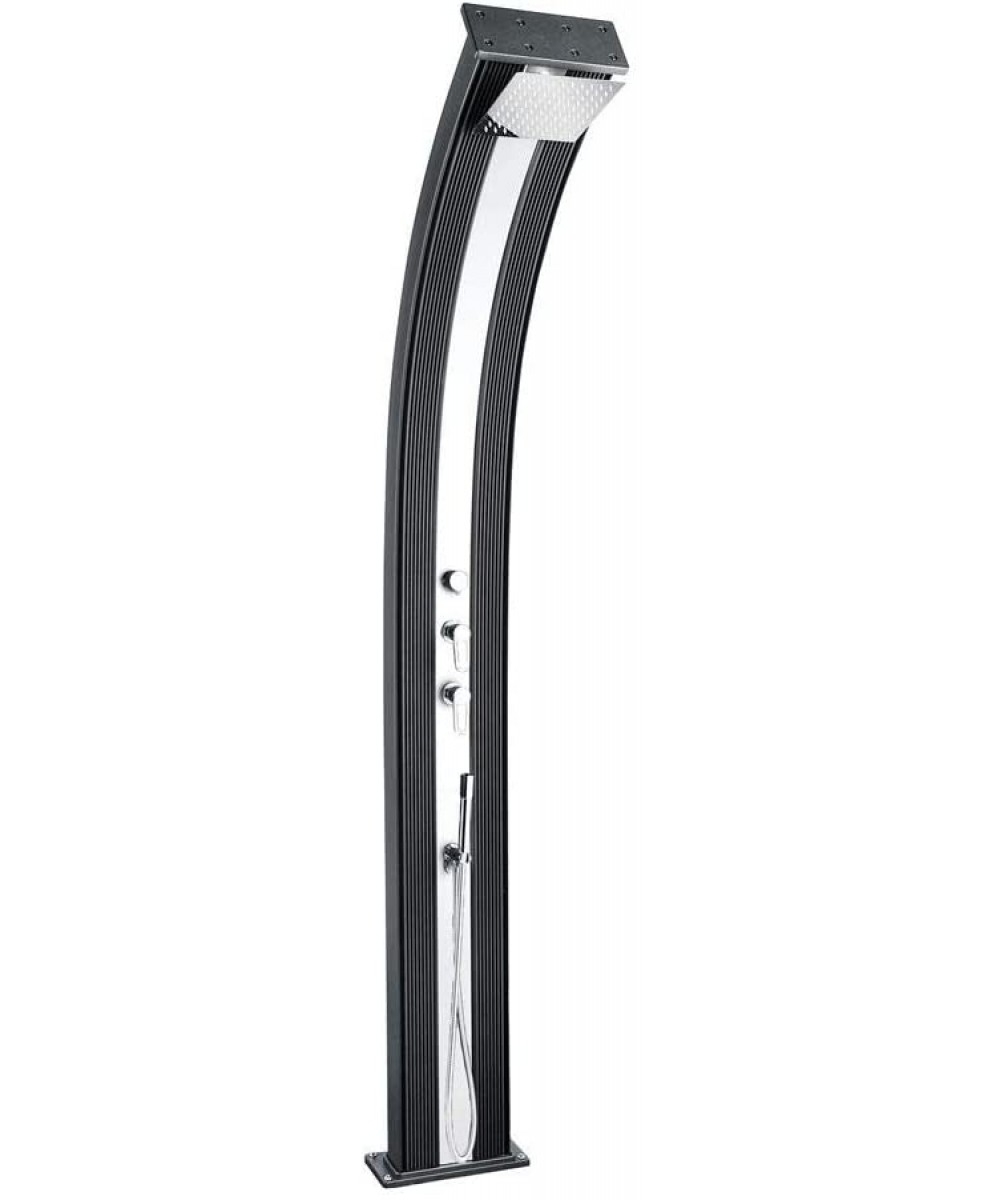 Solar shower for outdoor installation, 40L, Anthracite Inox, model 'DaDa Curve', Formidra