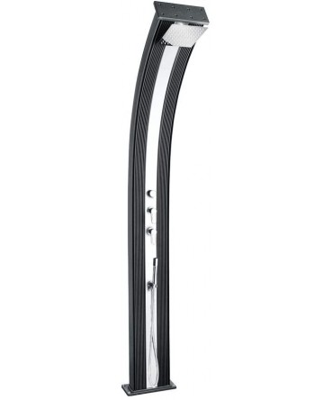 Solar shower for outdoor installation, 40L, Anthracite Inox, model 'DaDa Curve', Formidra
