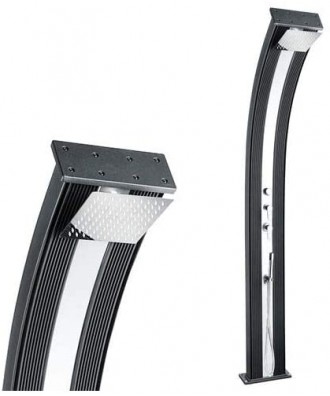 Solar shower for outdoor installation, 40L, Anthracite Inox, model 'DaDa Curve', Formidra