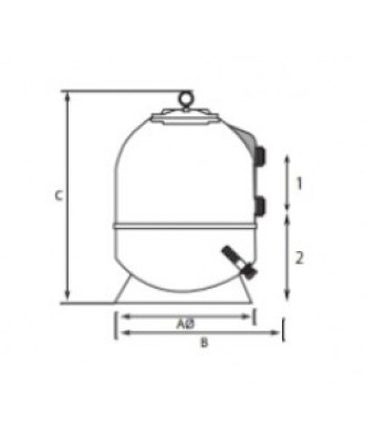 Sand Filter with Side Six-way Valve ALASKA D780 24m3/h | Quimicamp