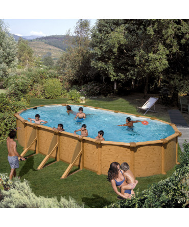 Above-ground steel wall oval pool with dimensions: 7.30 x 3.75m, depth: 1,2m, EU