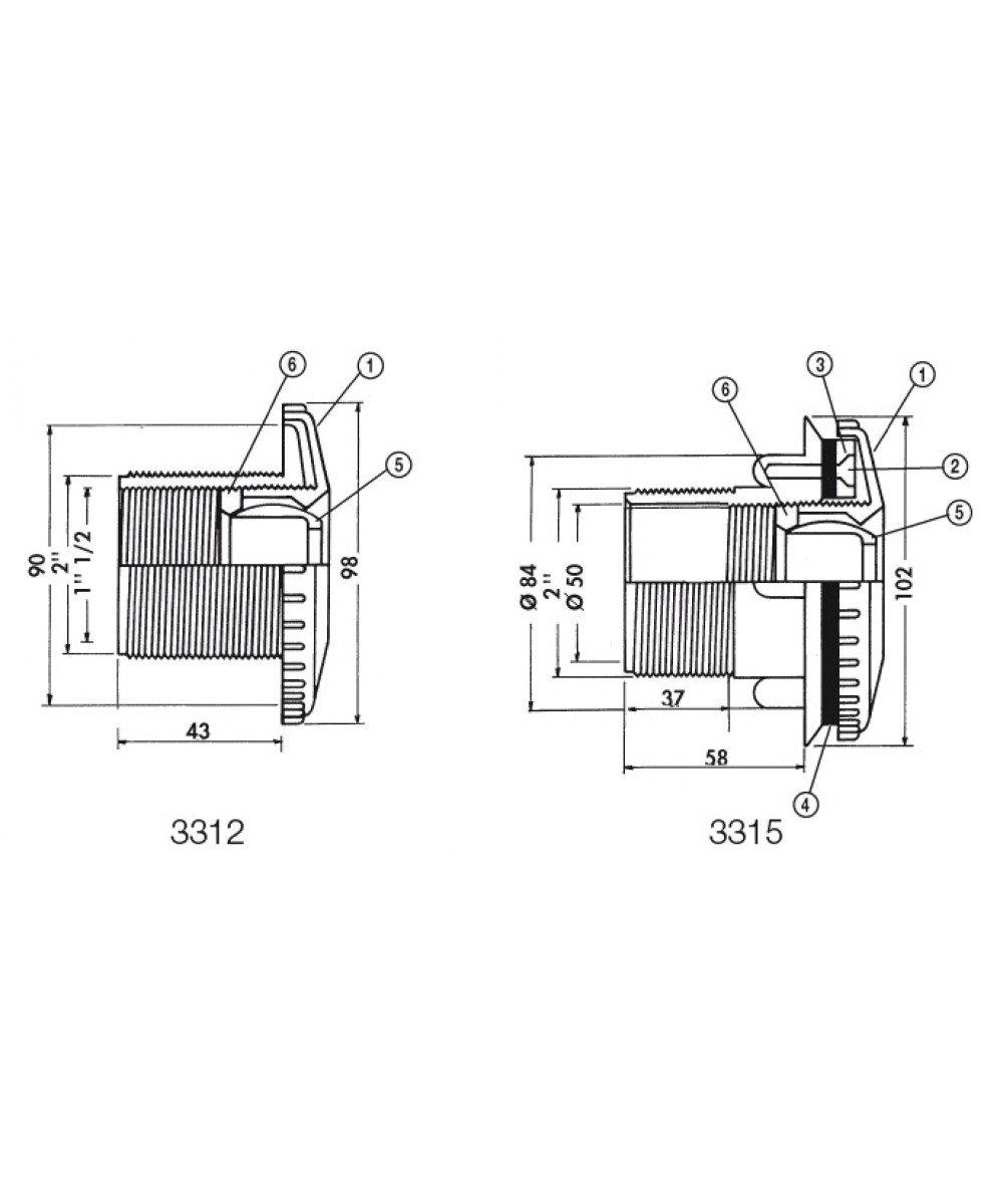 Spare parts for wall nozzle 3312 - 3315 | Hayward