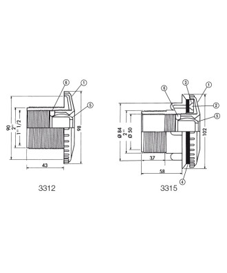 Spare parts for wall nozzle 3312 - 3315 | Hayward