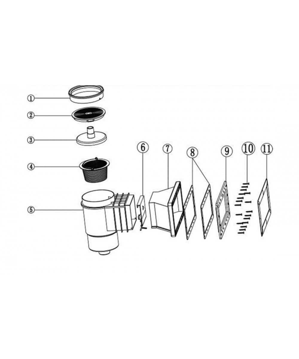 Skimmer cover flange, model "EM0010" and model "EM0020", Emaux