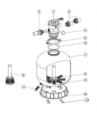 Union for 6-way Valve with ø1½" Connection and Rubber Gasket, Emaux