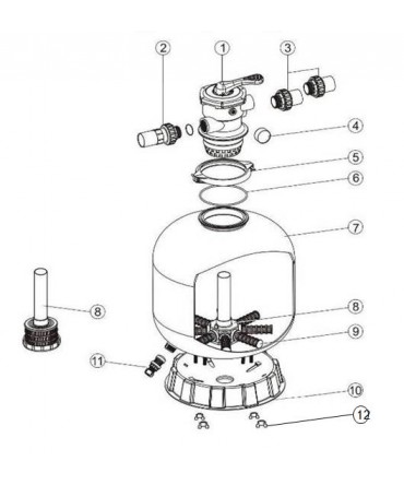 Union for 6-way Valve with ø1½" Connection and Rubber Gasket, Emaux