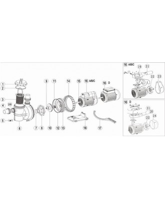 Pump cooler - ø1½ ", model "SC", "ST" and "SS", Emaux