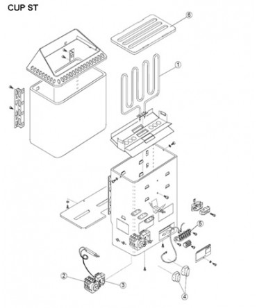 Spare parts for sauna heater, model "CUP ST", Helo